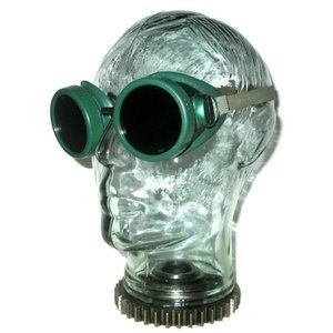 Antique Green Oxweld Goggles Safety Glasses Vtg Old Mad Max Dieselpunk Steampunk